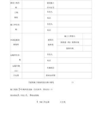 建筑垃圾处置许可证申请表