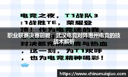 职业联赛决赛前瞻：武汉电竞对阵惠州电竞的技战术解析